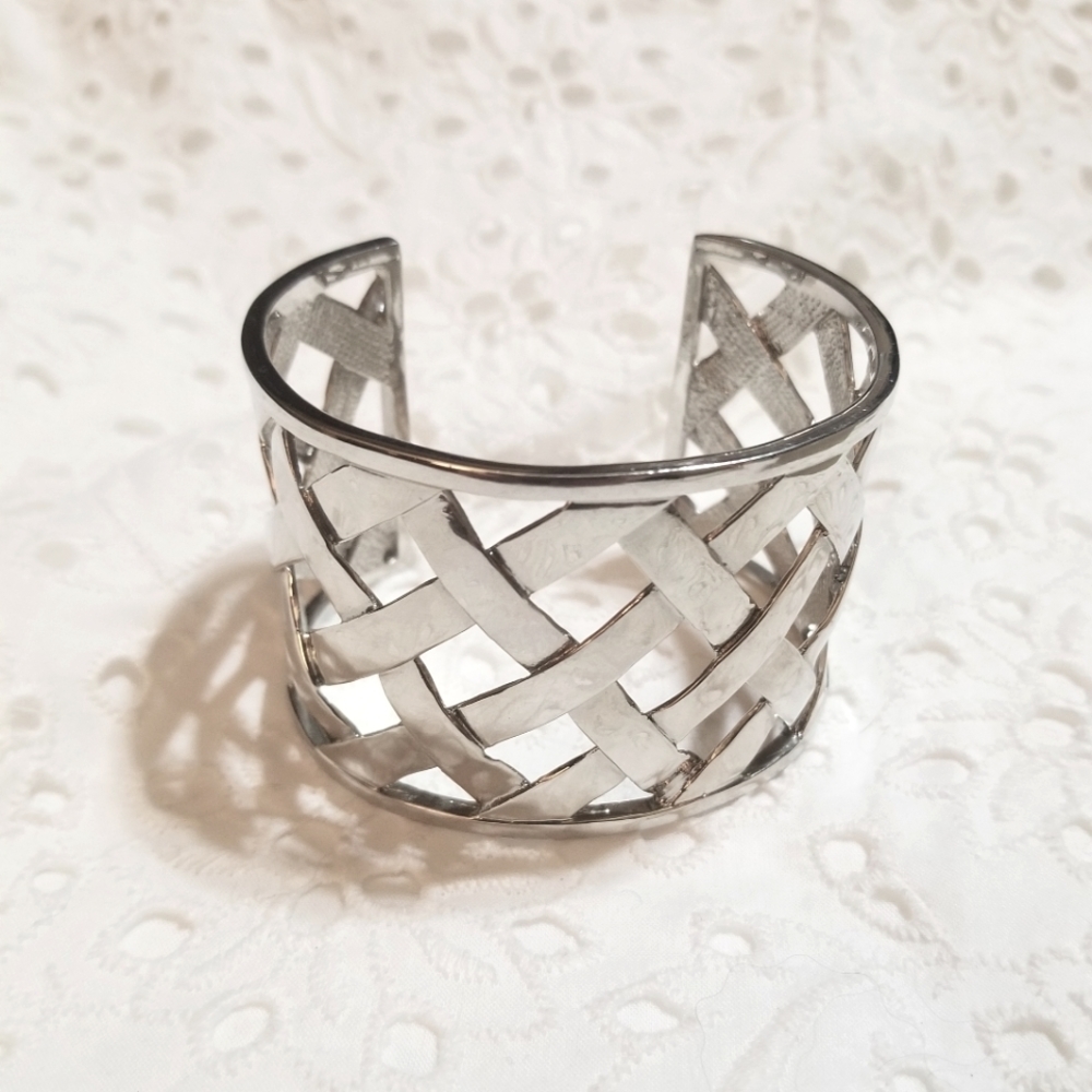 Vtg Kjl Kenneth Jay Lane Basket Weave Cuff Bangle… - image 2